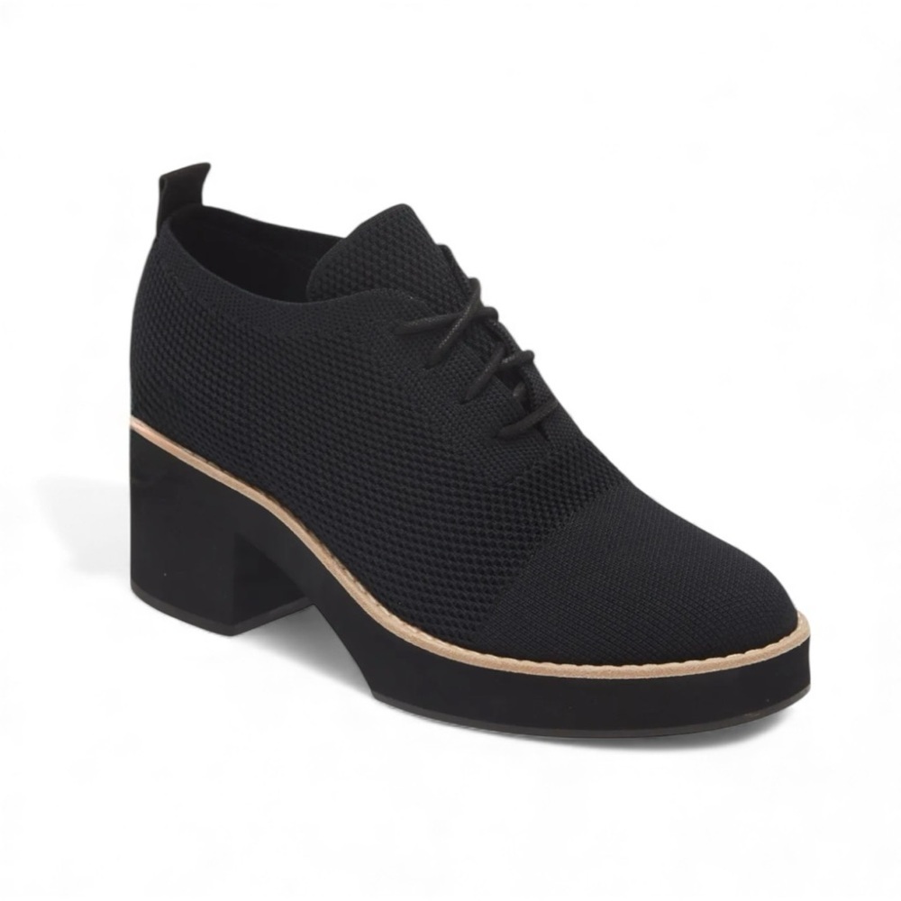 EILEEN FISHER Jemma  Lace-Up Platform Stretch Knit Bootie in Black